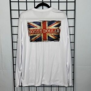 Soggy Dollar Performance Shirt Mens Large White Distressed Union Jack Flag BVI
